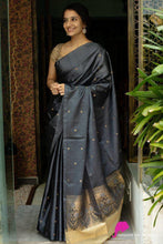 Load image into Gallery viewer, Tremendous Grey Soft Silk Saree With Elision Blouse Piece KP