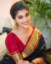 Load image into Gallery viewer, Surreptitious Black Soft Banarasi Silk Saree With Lovely Blouse Piece KP