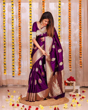 Load image into Gallery viewer, Superb Purple Soft Banarasi Silk Saree With Luxuriant Blouse Piece KP