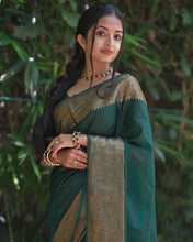 Load image into Gallery viewer, Amiable Dark Green Soft Silk Saree With Dazzling Blouse Piece Shriji