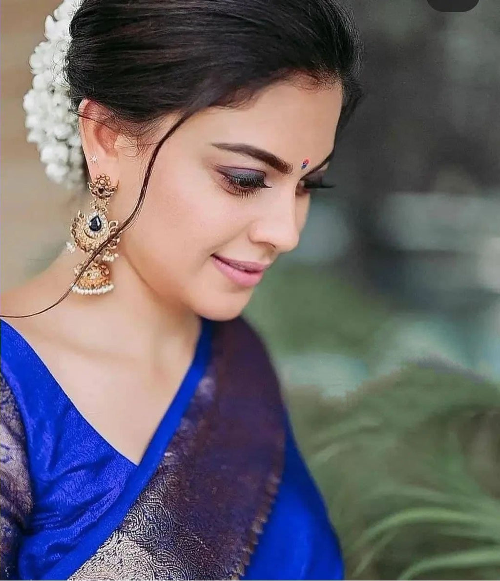 Adoring Royal Blue Soft Silk Saree With Bucolic Blouse Piece Shriji