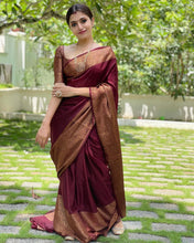 Load image into Gallery viewer, Snazzy Wine Soft Silk Saree With Wonderful Blouse Piece KP