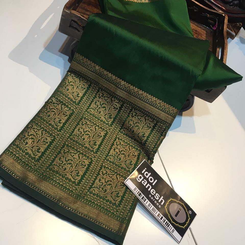 Demesne Green Soft Silk Saree With Lassitude Blouse Piece KP