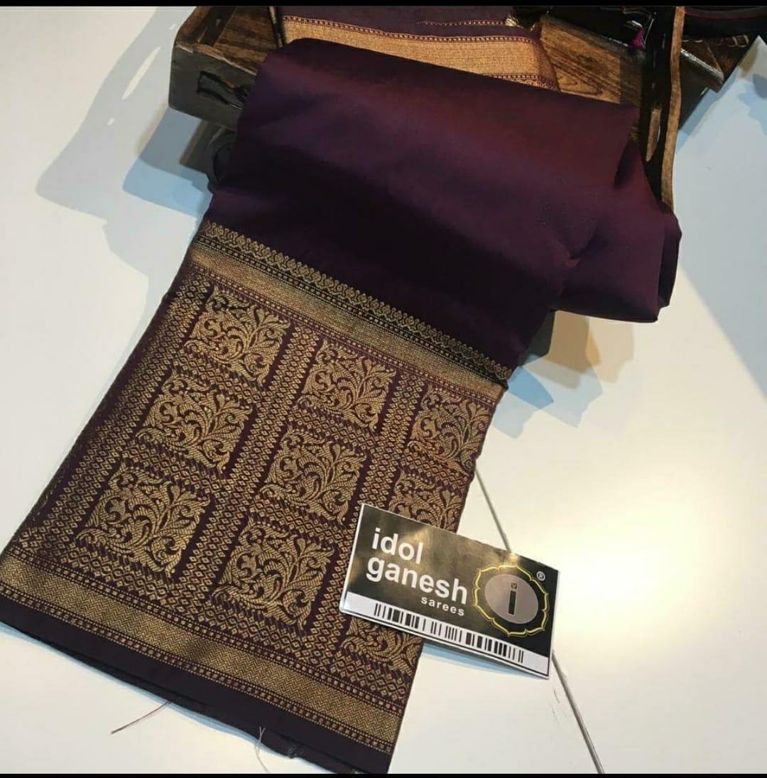 Smashing Wine Soft Silk Saree With Lassitude Blouse Piece KP Main image