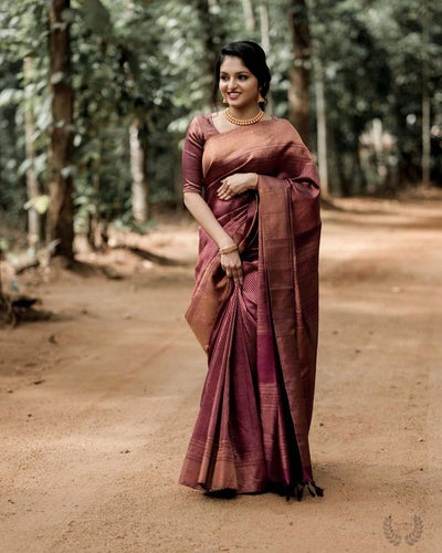 Mellifluous Maroon Soft Silk Saree With Demure Blouse Piece KP
