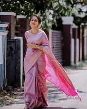 Load image into Gallery viewer, Mellifluous Pink Soft Silk Saree With Petrichor Blouse Piece KP