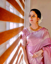 Load image into Gallery viewer, Mellifluous Pink Soft Silk Saree With Petrichor Blouse Piece KP