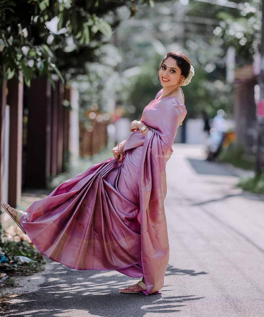 Mellifluous Pink Soft Silk Saree With Petrichor Blouse Piece KP