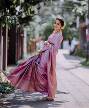 Load image into Gallery viewer, Mellifluous Pink Soft Silk Saree With Petrichor Blouse Piece KP