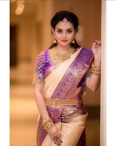 Groovy Peach Soft Silk Saree With Angelic Blouse Piece KP