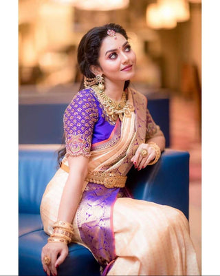 Groovy Peach Soft Silk Saree With Angelic Blouse Piece KP