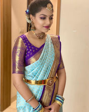 Load image into Gallery viewer, Extraordinary Firozi Soft Banarasi Silk Saree With Awesome Blouse Piece KP