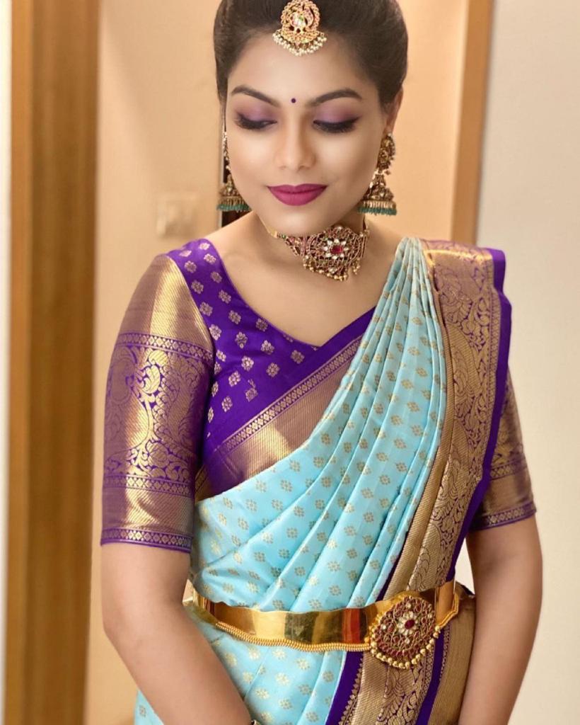Extraordinary Firozi Soft Banarasi Silk Saree With Awesome Blouse Piece KP