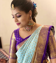 Load image into Gallery viewer, Extraordinary Firozi Soft Banarasi Silk Saree With Awesome Blouse Piece KP