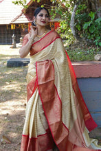 Load image into Gallery viewer, Excellent Beige Soft Silk Saree With Flaunt Blouse Piece KP