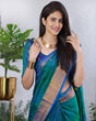Load image into Gallery viewer, Designer Rama Soft Silk Saree with Invaluable Blouse Piece KP