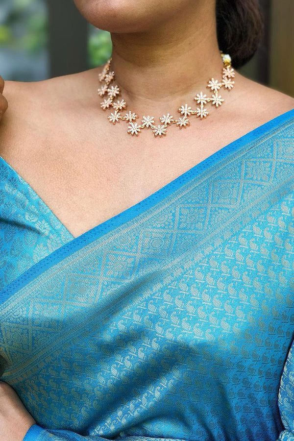 Admirable Firozi Soft Silk Saree With Excellent Blouse Piece KP