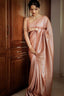 Sensational Peach Soft Kanjivaram Silk Saree With Skinny Blouse Piece KP