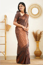Load image into Gallery viewer, Vestigial Brown Soft Silk Saree With Confounding Blouse Piece KP