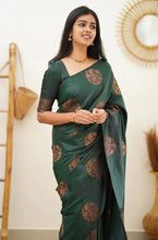 Load image into Gallery viewer, Seraglio Dark Green Soft Silk Saree With Enchanting Blouse Piece KP