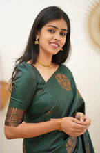 Load image into Gallery viewer, Seraglio Dark Green Soft Silk Saree With Enchanting Blouse Piece KP