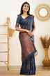 Load image into Gallery viewer, Lagniappe Navy Blue Soft Silk Saree With Engaging Blouse Piece KP