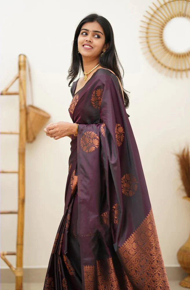 Chatoyant Purple Soft Silk Saree With Scrumptious Blouse Piece KP