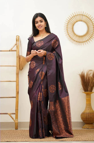 Chatoyant Purple Soft Silk Saree With Scrumptious Blouse Piece KP
