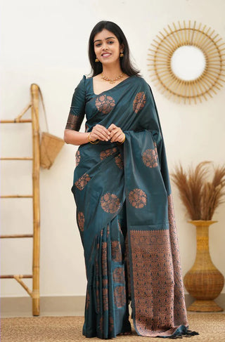 Angelic Rama Soft Silk Saree With Dalliance Blouse Piece KP
