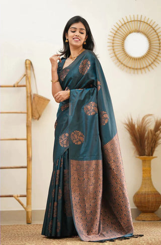 Angelic Rama Soft Silk Saree With Dalliance Blouse Piece KP