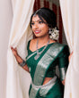 Load image into Gallery viewer, Sizzling Dark Green Soft Banarasi Silk Saree With Beautiful Blouse Piece KP