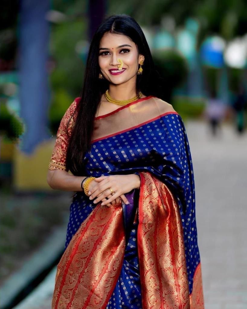 TJ - Custom made royal blue brocade blouse for kerala saree. | Facebook