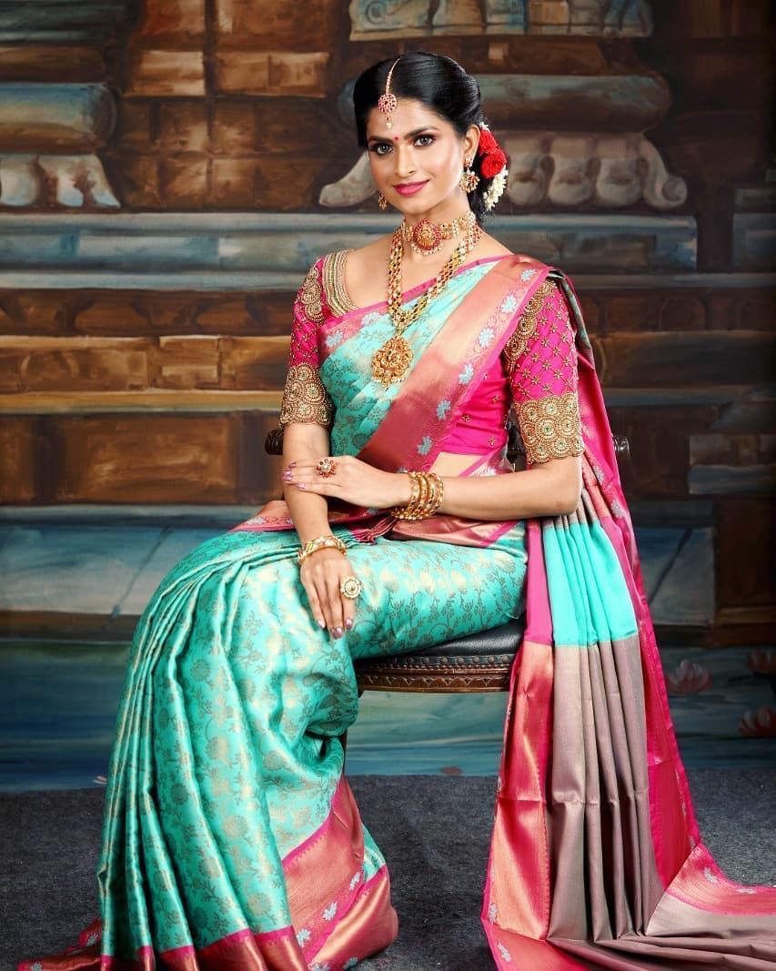Delectable Sky Soft Silk Saree With Fancifull Blouse Piece KP