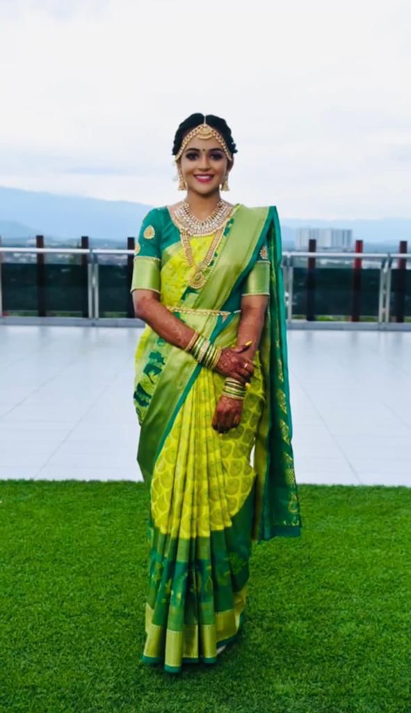Staggering Lemon Soft Banarasi Silk Saree With Fairytale Blouse Piece KP Main image