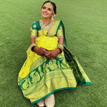 Load image into Gallery viewer, Staggering Lemon Soft Banarasi Silk Saree With Fairytale Blouse Piece KP