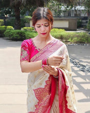 Load image into Gallery viewer, Artistic Beige Soft Silk Saree With Divine Blouse Piece KP