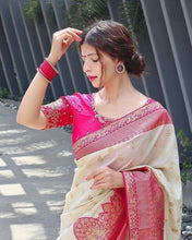 Load image into Gallery viewer, Artistic Beige Soft Silk Saree With Divine Blouse Piece KP