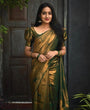 Load image into Gallery viewer, Luxuriant Dark Green Soft Silk Saree With Comely Blouse Piece KP