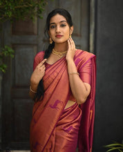 Load image into Gallery viewer, Magnificat  Dark Pink Soft Silk Saree With Ailurophile Blouse Piece KP