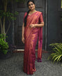 Load image into Gallery viewer, Magnificat  Dark Pink Soft Silk Saree With Ailurophile Blouse Piece KP