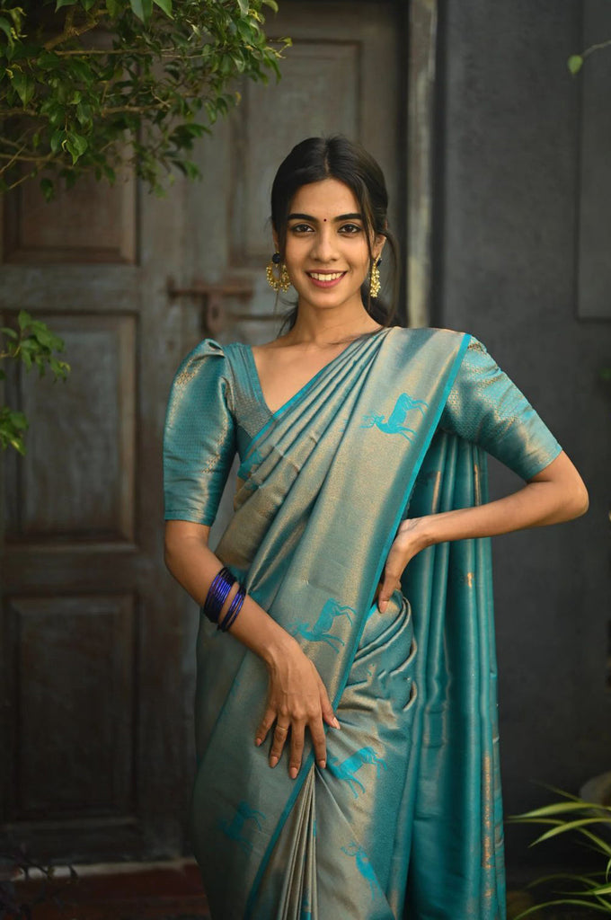 Buy Peacock Blue Pure Mangalgiri Soft Silk Saree-UNM75599 Online at  Unnatisilks.com|UNM75599