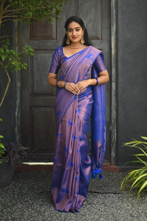 Snappy Royal Blue  Soft Silk Saree With Smashing Blouse Piece KP Main image
