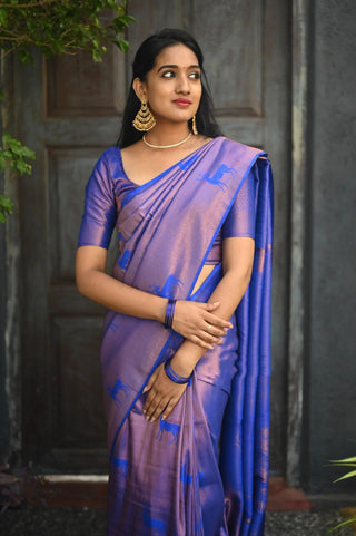 Snappy Royal Blue  Soft Silk Saree With Smashing Blouse Piece KP