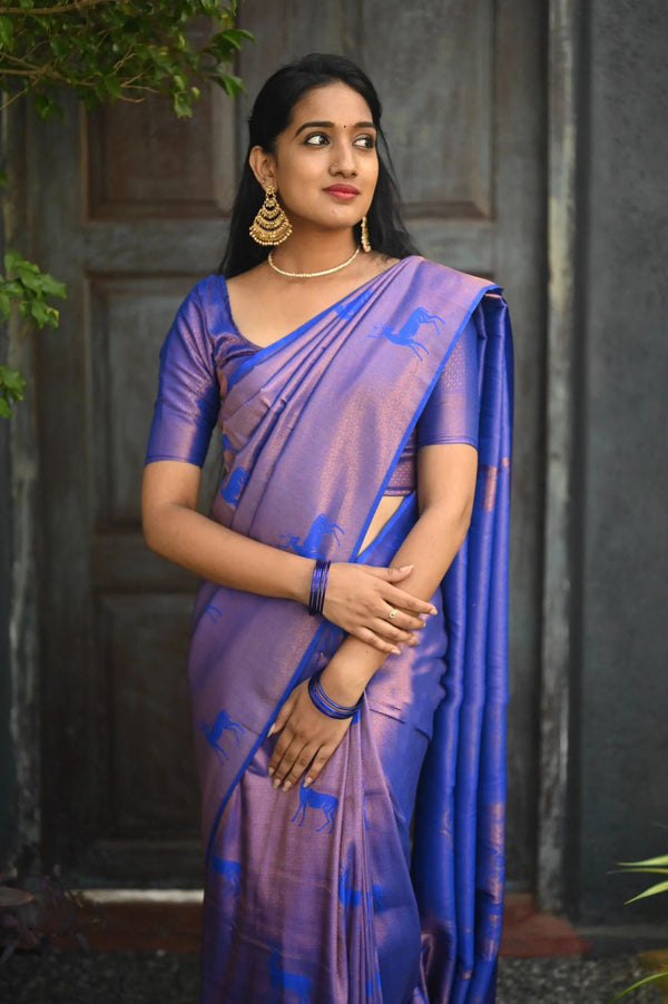Snappy Royal Blue  Soft Silk Saree With Smashing Blouse Piece KP