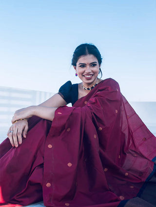 Propinquity Wine Soft Silk Saree With Amiable Blouse Piece KP
