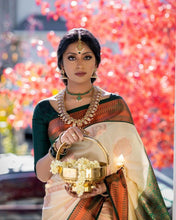 Load image into Gallery viewer, Cynosure Beige Soft Silk Saree With Inspiring Blouse Piece KP
