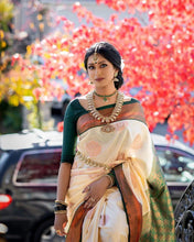 Load image into Gallery viewer, Cynosure Beige Soft Silk Saree With Inspiring Blouse Piece KP