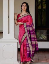 Load image into Gallery viewer, Snazzy Pink Soft Banarasi Silk Saree With Luxuriant Blouse Piece KP