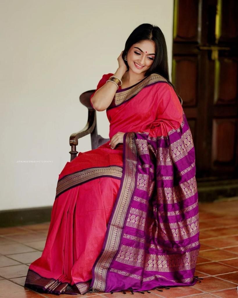 Snazzy Pink Soft Banarasi Silk Saree With Luxuriant Blouse Piece KP