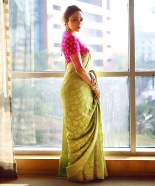 Classic Parrot Soft Silk Saree With Exquisite Blouse Piece KP